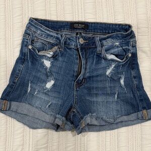 Judy Blue Women's Ripped Jean Shorts - Dark Blue